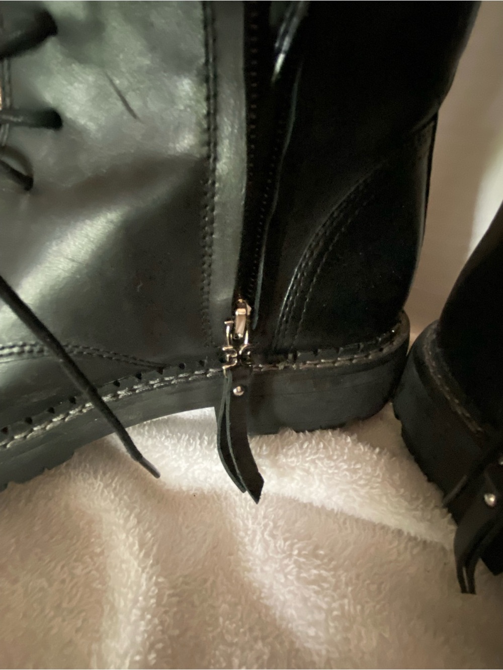 Sam Edelman Black Leather Lace-Up Combat Boots - Picture 4 of 4